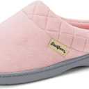 Dearfoams Women's Indoor/Outdoor Memory Foam Darcy Microfiber Velour Clog, Wide Widths Slipper, Pink 11-12