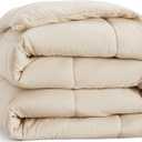 Beige Duvet Insert King (106'' x 90'') Comforter All Season 800 GSM Mashine Washable Microfiber Bedding Comforter with Corner Tabs
