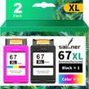 SAILNER 67XL HP Printer Ink, Replacement for HP Ink 67 for HP 67 Ink cartridges Black/Color Combo Pack, Compatible with DeskJet 2755e Ink Cartridges 2700e 2855e 4155e Envy 6055 6455e Printer 67XL Ink