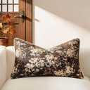 Kevin Textile Vintage Floral Chenille Throw Pillow Cover 14 x 24 Inches 1 Pack，Boho Retro Decorative Pillow Case for Couch Sofa Bedroom Living Room Home Decor, Brown