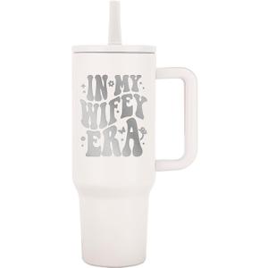 40oz Stainless Steel Insulated Tumbler with Handle and Straw - In My Wifey Era - Perfect for Bride, Bachelorette, Wedding Gifts
