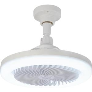 Small Ceiling Fan with Lights and Remote, 10" Socket Fan Light for E26/E27 Sockets, 3 Speeds, 3 Color Temperatures, Dimmable LED Screw in Ceiling Fan for Bedroom Bathroom Garage Kitchen