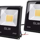 50W LED Landscape Lights 12-24V DC Warm White Flood Lights Low Voltage Landscape Lighting IP65 Waterproof Security Light for Walls Trees Flags Outdoor Spotlights with Spike Stand(2 Pack)