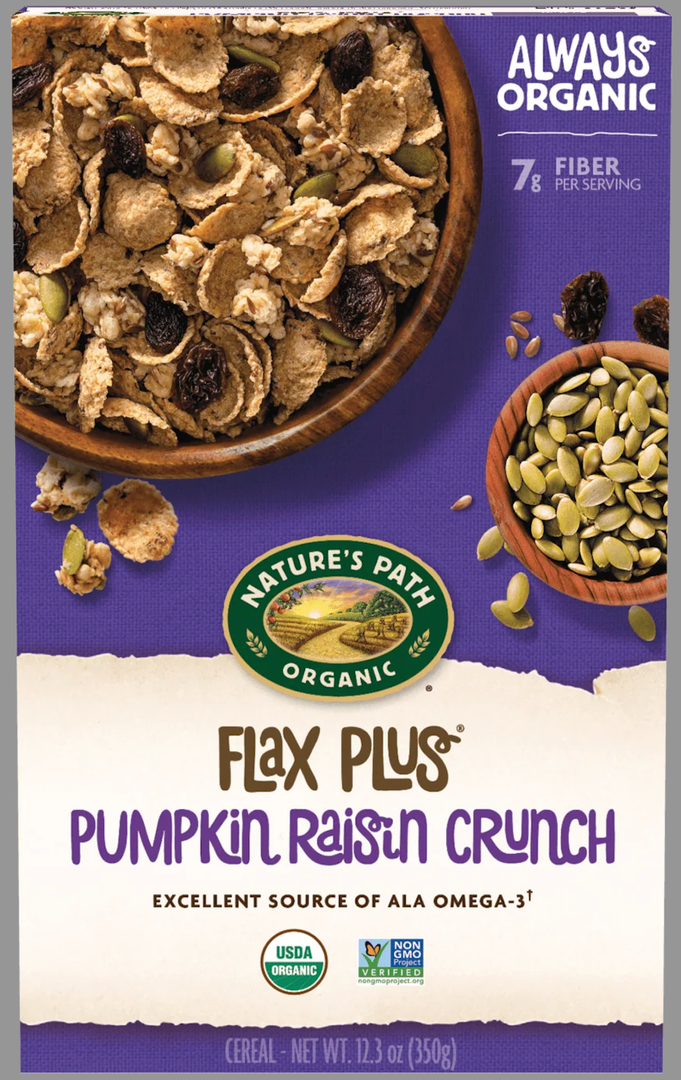 Nature's Path Organic Flax Plus Pumpkin Raisin Crunch Cereal, 12.3 oz (Pack of 12), Non-GMO