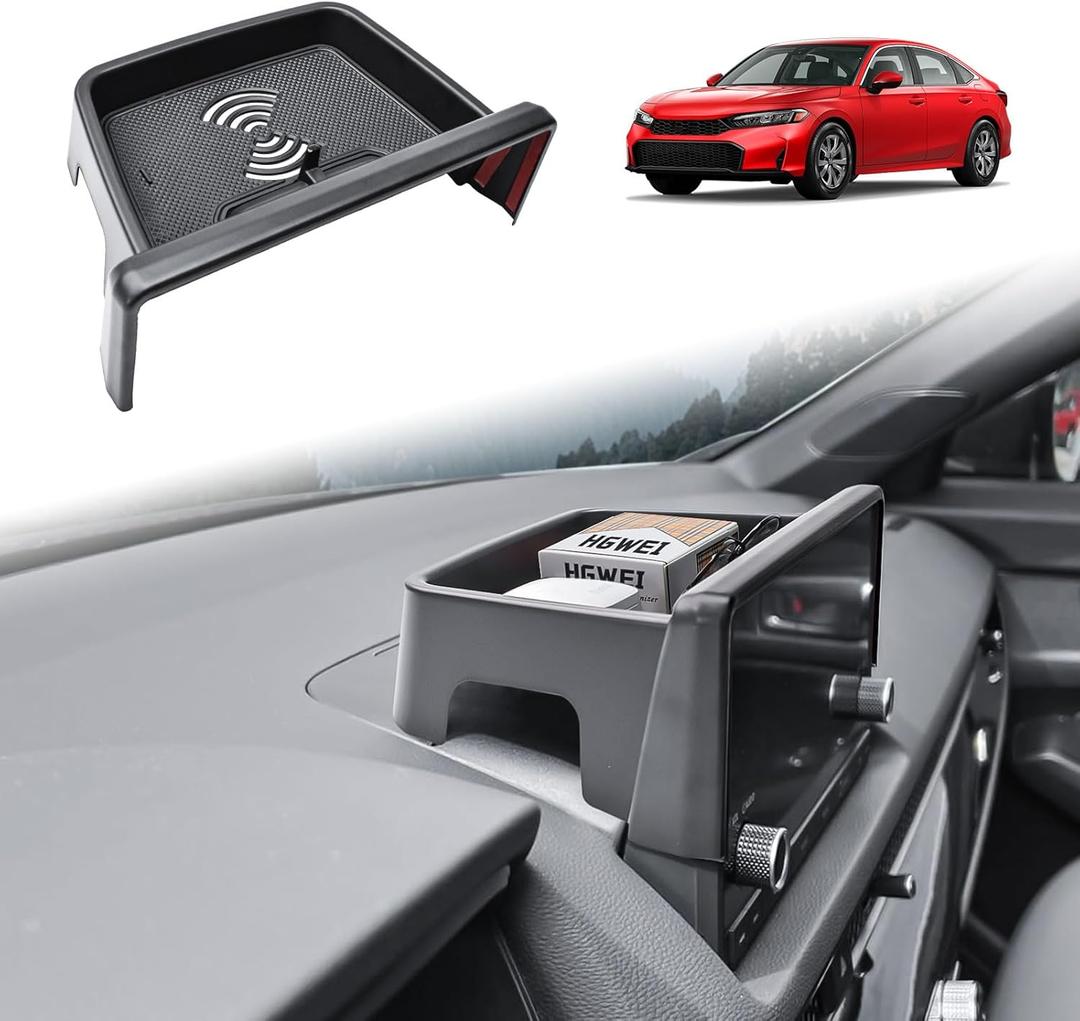 Center Console Dash Organizer Compatible with 2022-2026 Honda Civic Accessories, Dashboard Storage Tray Sunglasses Holder for Both 7-inch and 9-inch Screen