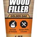 Gorilla All Purpose Wood Filler, Golden Oak Color, 6 Ounce Tube (Pack of 1) - Water Resistant for Indoor or Outdoor Projects and Repairs