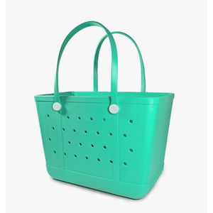 Beach Tote Bag for Women, Rubber Beach Bag Waterproof Sandproof, Extra Large EVA Tote Bag Boat Bag, Green