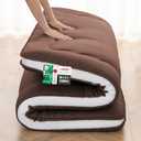 Japanese Floor Tatami Mattress, 4" Japanese Futon Mattress, Foldable & Portable Shiki Futon (shikibuton), Roll Up Thicken Sleeping Mattress Tatami Mat Sleeping Pad for Camping (Brown, 36" x 74")