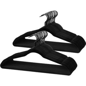 Pack of 30 Velvet Hangers, Space-Saving Heavy Duty Clothes Hangers for Suit, Non-Slip, 0.2 Inches Slim, 17.7 Inches Wide, 360° Swivel Black Hook - Black