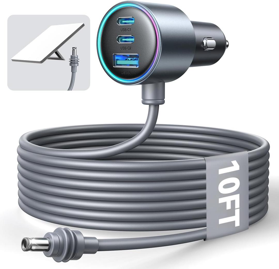 Starlink Mini Car Adapter, 10FT Starlink Mini Cable Car Charger, 12V-24V Cigarette Lighter Adapter [Stable Power Chip & 18AWG Waterproof Cable] Dual PD 45W + USB A 30W Ports for Cars, Trucks, RVs