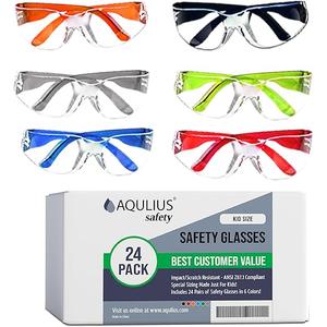 Aqulius 24 Pack Kids Safety Glasses ANSI Z87-6 Colors Kids Safety Goggles - Crystal Clear Eye Protection for Children