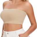 JOYSHAPER Strapless Bras for Women Seamless Bandeau Bralette Tube Top 2 Packs (Medium, Nude)
