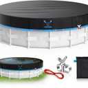 8ft Round Pool Cover, Stock Tank Pool Cover with Winch & Cable, 420D Oxford Fabric for All Season Use - Tear Resistant, UV & Dust Proof