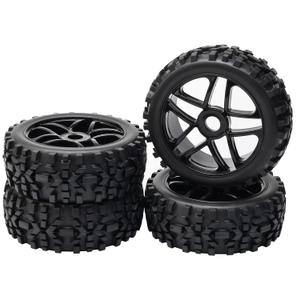 JIUWU High-Performance 4-Pack RC Off-Road 17mm Hex Rc Wheels and Tires - 1/8 Scale Rc Tires, Rc Car Wheels, Rc Vehicle Wheels & Tires Durable Construction (Black)