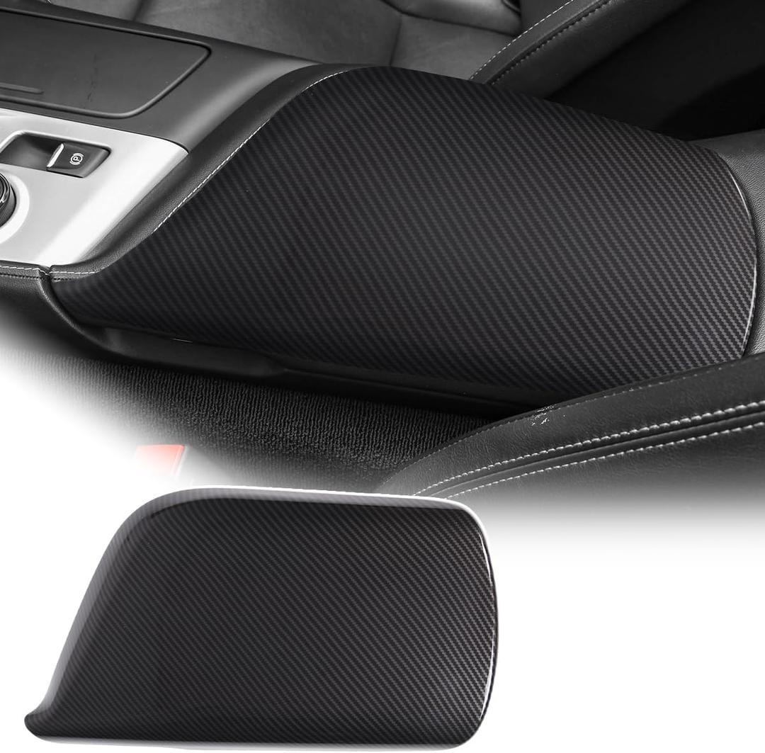 Car Center Console Pad for Chevrolet Corvette C7 2014-2019 Car Armrest Cover Leather Cushion Waterproof Car Armrest Seat Box Protector Accessories (ABS-Carbon Fiber)