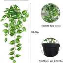 Fake Pothos Hanging Plants with Pots, 33.5" Set of 2 Faux Ivy Vines, Realistic Silk Artificial Plants Greenery for Home Indoor Decor, Living Room, Desk Shelf, Bathroom Decoration
