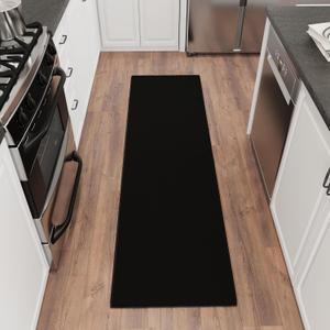 Ottomanson Hallway Runner Rug – Non-Slip Low Pile Carpet Runner for Entryway, Stain Resistant & Easy to Clean, Solid Black, 1'10.5" x 8'