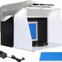 VEVOR Airbrush Spray Booth, Portable Hobby Airbrush Paint Spray Booth Kit with 4 LED Light, Powerful Dual Exhaust Fans, Turntable and 6 ft Extension Hose, for Painting Models, Arts, Crafts, Cakes