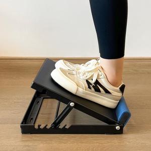 Adjustable Foot Incline Steel Metal Slant Board for Calf Stretching,440lb Capacity, Balance Velour Stretcher Ankle Stretch Leg Boards Squats Wedge Exercise Fitness Portable Equipment (Black)