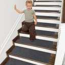 COSY HOMEER Stair Treads Non-Slip Carpet Mat 28inX9in Indoor Stair Runners for Wooden Steps, Stair Rugs for Kids and Dogs, 100% Polyester TPE Backing 4pcs,Black,Protect Floor
