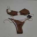 ZAFUL Women's Sexy Cutout Bikini Thong Bikini Set Tie Back Two Piece Swimsuit Bathing Suit (Medium, 2-coffee) 6