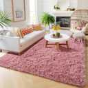 Amdrebio Blush Pink Area Rugs for Living Room Girls Bedroom, 6x9 Kawaii Shaggy Fluffy Rugs for Kids Room Playroom, Plush Shag Fuzzy Furry Carpet for Nursery Dorm Classroom, Cute Dusty Rose Mauve Rug