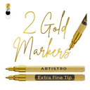 ARTISTRO 2 Gold Acrylic Paint Markers - 0.7mm Extra Fine-Tip Paint Pens - Perfect for Crafting, Art Projects, & More