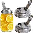 Mason Jar Wide Mouth Lid Stainless Steel Pour Spout Flip Cap,2 Pack Mason Jar Anticracking Pitcher Rust Leak Proof Seal Cover for Home Brewing Fruit Fermenting Drinks Salad (Wide Mouth)