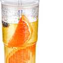 20 OZ Iced Coffee Cup With Glass Lids and Straws, High Borosilicate Glass Tumbler Cup Reusable Wide Mouth Smoothie Cups (Clear,1cup)