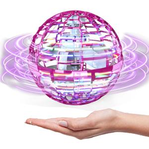 ATHLERIA Pink Flying Orb Ball Toys,Hand Operated Drones for Kids,Cool Gadgets Light Up Cosmic Globe Spinning Glow in The Dark,Christmas Birthday Gift Ideas Toys for Teen Girls Age 6 7 8 9 10+