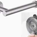 Suction Cup Paper Towel Holder, Adjustable Self Adhesive Toilet Paper Towel Holder SUS304 Stainless Steel, No Drill Tissue Organizer Hook for Kitchen Washroom, 1 Pack (Brushed Nickel)