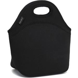 FlowFly Neoprene kids Lunch box Insulated Soft Bag Mini Cooler Thermal Meal Tote Kit for Boys, Girls,Men,Women,School,Work, Office,Black