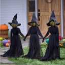 Halloween Light-Up Witches Halloween Yard Decorations with LED LightsVoice Control Witch Glowing Head Waterproof Life Size for Outside Home Party Decor-3pcs