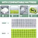 HAITRAL Portable Camping Cot with Mattress - Outdoor Folding Heavy Duty Sleeping Bed with Side Pocket for Adults - Oxford Single Lounge Chaise for Camping Tent Beach Office Max Load 300 LBS (Green)