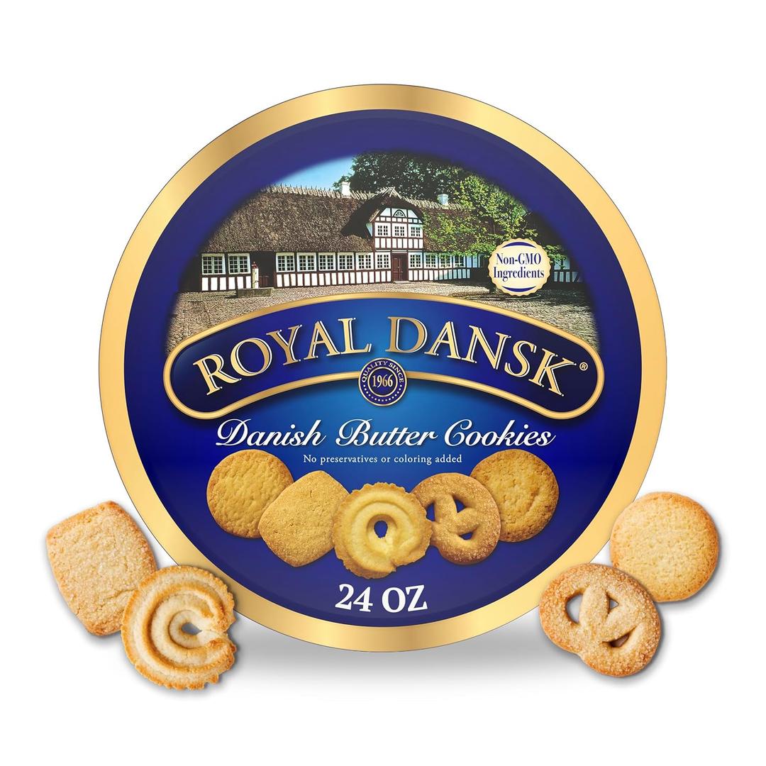 Royal Dansk Danish Butter Cookies, Premium Assorted Cookies in a Gift Tin, Great for Sharing and Gifting, 24 oz, BBD 09/08/2027