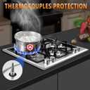 24 Inch Gas Cooktop, Built-In 4 Burner Gas Stove Top, NG/LPG Convertible Stainless Steel Cooktop with Thermocouple Protection, Sealed Burners, 4B-24 inch - Standard