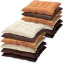 Geetery 12 Pcs Floor Pillows Bulk Seating Cushions for Floor Chair 15.7'' Large Meditation Cushion for Yoga Living Room Tatami Bedroom Balcony Office (Coffee Color,Square)