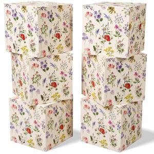 Colarr 6 Pcs Wildflower Party Decoration Boxes 12 Inch Flower Balloon Blocks for Baby Shower Floral Cardboard Boxes for Centerpieces Photo Booth Props Party Blocks Backdrop for Birthday Wedding