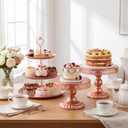 Lallisa 8 Pcs Cake Stands Set Metal Dessert Table Display Tiered Cupcake Holder Candy Donut Fruit Plate Cake Serving Tray with Handle Treats Serving Tower for Wedding Birthday Party(Rose Gold)