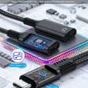 USB C Splitter, Dual USB C Headphone and Charger Adapter, 1 in 2 Out Type C Audio Jack Dongle with PD 60W Fast Charging Cable for iPhone 17 16 15 Pro Max, iPad, Samsung Galaxy S25 S24 Ultra More USBC