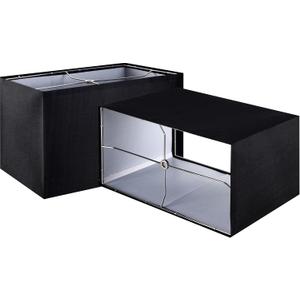 GOSO 8"9"14" Black Rectangular Lamp Shades Set of 2 Medium, Spider Fitter (E26 Base) Rectangle Lamp Shade for Table Lamps, Floor Lamp for Nightstand,Bedroom,Living Room Modern Deco,Easy Assembly