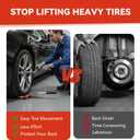 Portable Tire Jack Tool with Removable Handle, Tire Lifting Tool Detachable Metal Sliding Lock‑in Grip Handle, Roller Plate, Saving Wheel Lifter for Car SUV, Tire Removal