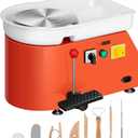 VIVOHOME 25CM Pottery Wheel Forming Machine 350W Electric DIY Clay Tool with Foot Pedal and Detachable Basin for Ceramic Work Art Craft Orange (9.8inch/25cm)