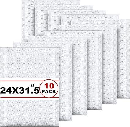 Thenshop 10 Pack 24 x 31.5 Inch Extra Large Bubble Mailers, White Poly Padded Mailer, Waterproof Tear-resistant, Self-seal Adhesive Closure, E-commerce Office Home Shipping