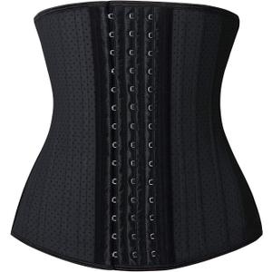 YIANNA Waist Trainer for Women Underbust 25 Steel Boned Latex Sport Girdle Corsets Cincher Hourglass Body Shaper (Black, XL)
