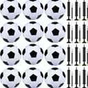 Leyndo Deflated Soccer Balls Size 5 Bulk with Pumps Deflated Soccer Balls with Pump Needles Set Christmas Operation Gifts for Adults Donation Charity Train Practice Game (White Black)