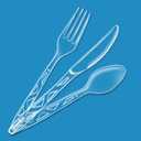 Amazon Basics Disposable Clear Plastic Cutlery Set, Premium Quality, Strong, 192 Count, Large Combo Pack Forks, Spoons and Knives