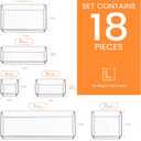 Criusia Drawer Organizer, 18 Pack Large Clear Plastic Kitchen Drawer Organizers Set, 6 Size Versatile Bathroom and Vanity Drawer Organizer Trays, Storage Bins for Makeup, Bedroom, Kitchen Utensils
