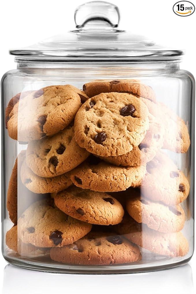 Masthome Large Glass Jar,1 Gallon Glass Jar with Lid, Airtight,Dishwasher Safe,Wide Mouth Storage Canister for Pasta,Flour,Nuts,Cookies,& More