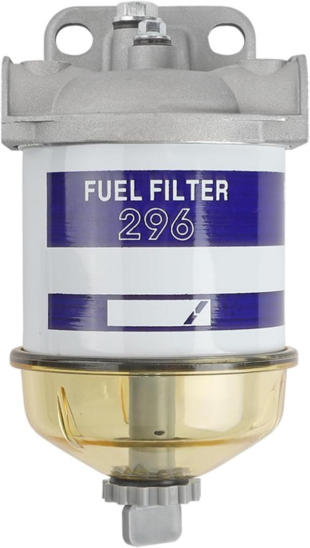 Single Diesel Fuel Filter Assembly With Glass Bowl Compatible With Ford Massey Ferguson Vehicle Tractor 2000 2610 3610 4610, 133 135 140 145 165 168 175 178 Replaces# 7111-296, C7NN9162B